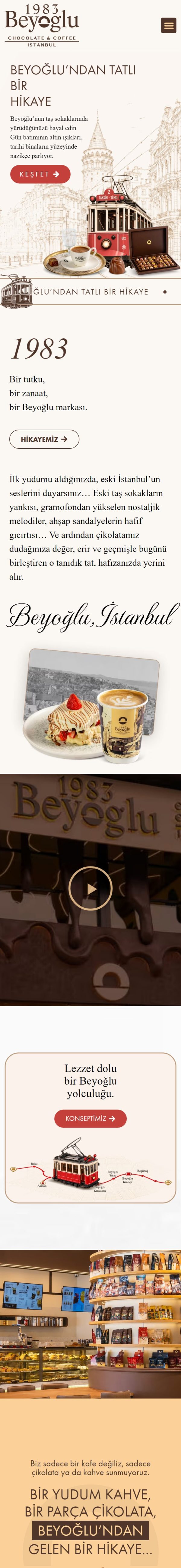 1983beyoglu.com web sitesi mobil görünümü