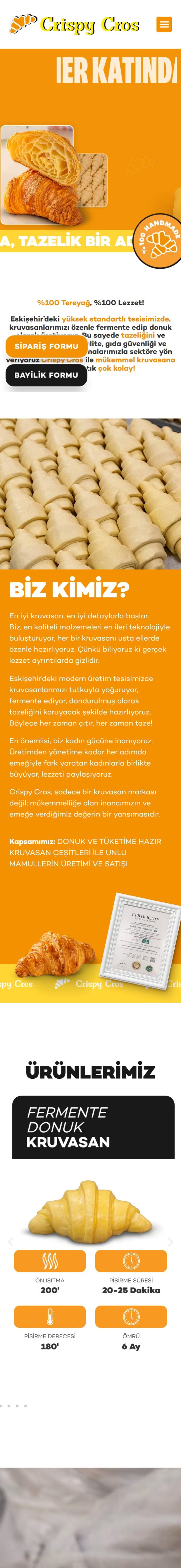 crispycros.com web sitesi mobil görünümü