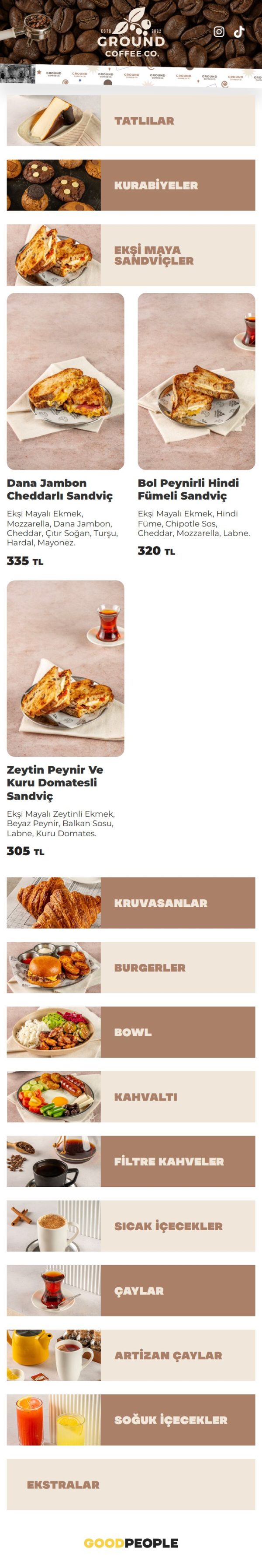 qr.groundcoffeeco.com QR menü telefon görünümü