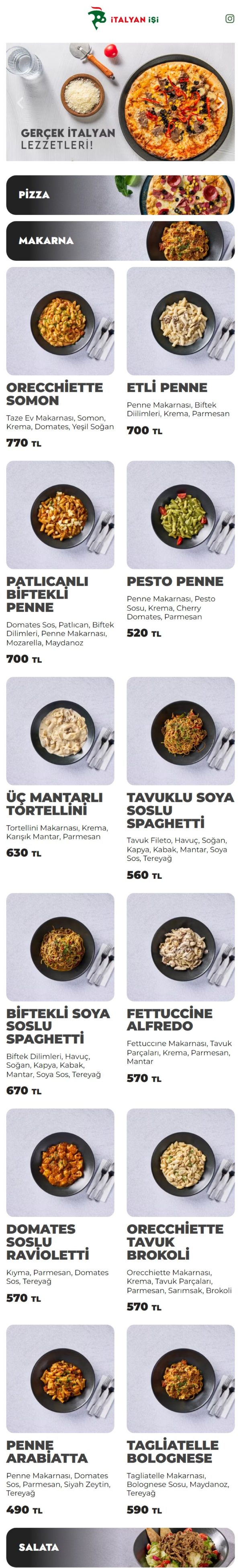 italyanisi.qrgood.tr QR menü telefon görünümü