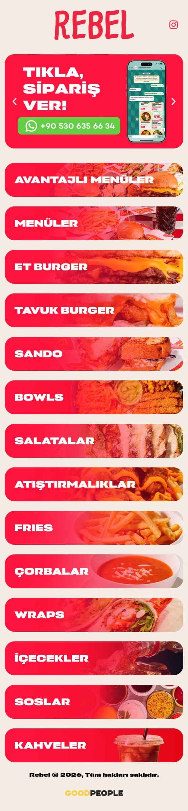 qr.bundlekitchen.co QR menü telefon görünümü
